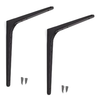 2 supports de montage robustes de haute qualité, capacité de charge : 130 kg (287 lb), surface : noir, 480 mm (18,9"), BTK-480B. Support d’étagère robuste pour étagère, cloison, étagère, raccordement d’angle et bien plus encore, par Sugatsune / LAMP® (Jap