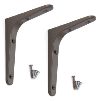 2 supports de montage robustes de haute qualité, capacité de charge : 40 kg (89 lb), surface : terre d’ombre, 120 mm (4,8"), BTK-120UM. Supports d’étagères robustes pour étagères, cloisons, étagères, étagères, joints d’angle et bien plus encore, par Sugat