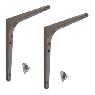 2 pièces de support de montage robuste de haute qualité, capacité de charge : 50 kg (111 lb), surface : umbra, 180,5 mm (7,2"), BTK-180UM. Support d’étagère robuste pour étagère, cloison, étagère, raccordement d’angle et bien plus encore, par Sugatsune /