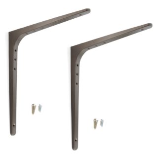 2 supports de montage robustes de haute qualité, capacité de charge : 130 kg (287 lb), surface : ombre, 378 mm (14,9"), BTK-380UM. Support d’étagère robuste pour étagère, cloison, étagère, raccordement d’angle et bien plus encore, par Sugatsune / LAMP® (J