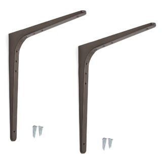 2 pièces de support de montage robuste de haute qualité, capacité de charge : 130 kg (287 lb), surface : terre d’ombre, 480 mm (18,9"), BTK-480UM. Support d’étagère robuste pour étagère, cloison, étagère, raccordement d’angle et bien plus encore, par Suga