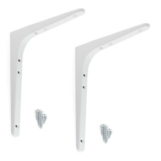 2 supports de montage robustes de haute qualité, capacité de charge : 50 kg (111 lb), surface : blanc, 180,5 mm (7,2"), BTK-180W. Supports d’étagères robustes pour étagères, cloisons, étagères, étagères, joints d’angle et bien plus encore, par Sugatsune /