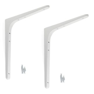 2 supports de montage robustes de haute qualité, capacité de charge : 56 kg (124 lb), surface : blanche, 240 mm (9,5"), BTK-240W. Supports d’étagères robustes pour étagères, cloisons, étagères, étagères, joints d’angle et bien plus encore, par Sugatsune /