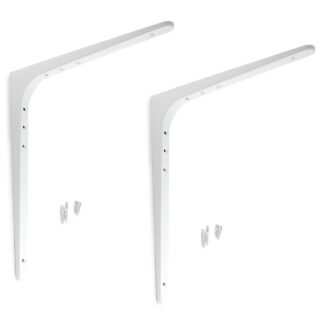 2 supports de montage robustes de haute qualité, capacité de charge : 130 kg (287 lb), surface : blanche, 378 mm (14,9"), BTK-380W. Support d’étagère robuste pour étagère, cloison, étagère, raccordement d’angle et bien plus encore, par Sugatsune / LAMP® (