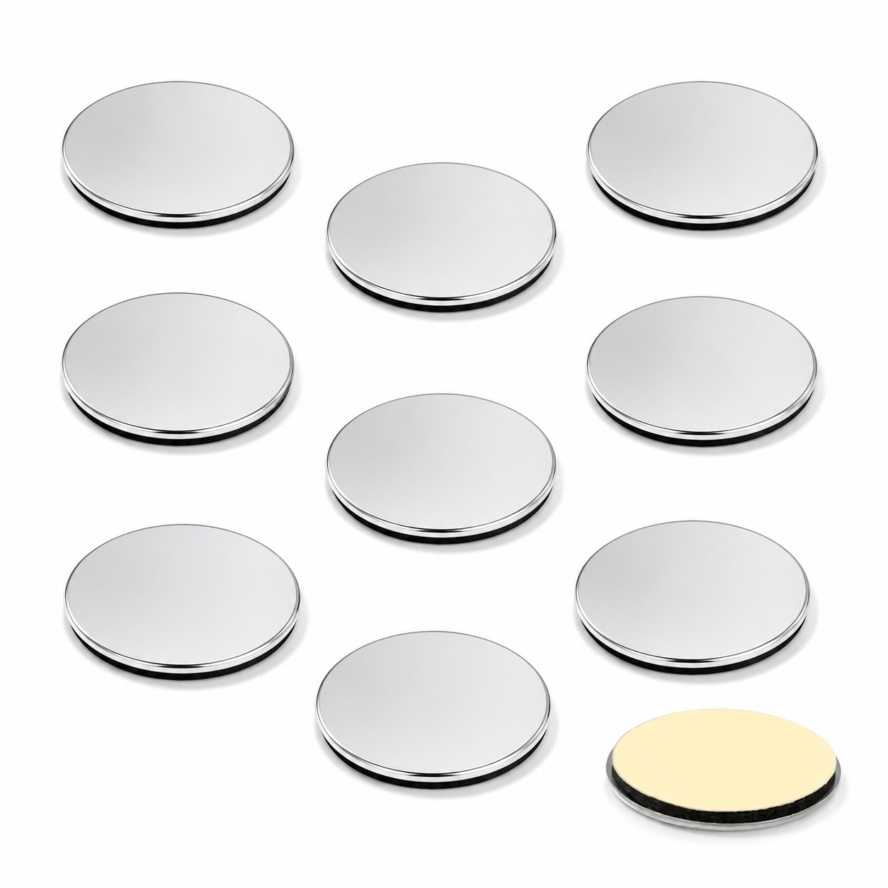 10 pièces de plaque de compteur autocollante, 22.01.118, diamètre : ⌀19 mm, de SISO, nickelée, version : ronde. Image du produit
