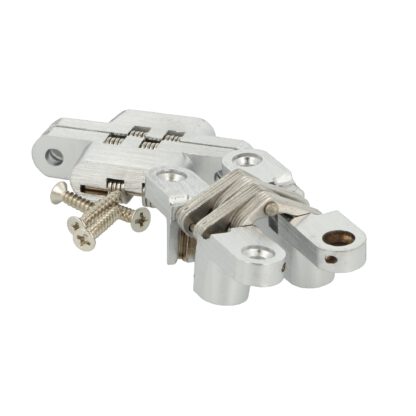 2 charnières croisées invisibles de haute qualité 60 x 13mm en zamak, look inox, incl. vis. Bande de meuble invisible de UMAXO®, pliable à 180°. Charnière de meuble cachée (vici hinge) à encastrer – Image 6