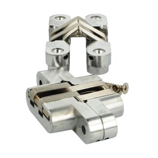 2 charnières croisées invisibles de haute qualité 95 x 19mm en zamak, look inox, incl. vis. Bande de meuble invisible de UMAXO®, pliable à 180°. Charnière de meuble (vici hinge) à encastrer
