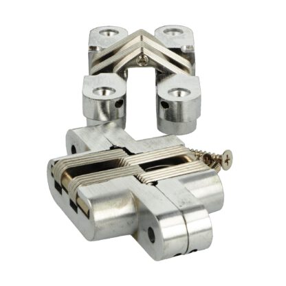 2 charnières croisées invisibles de haute qualité 95 x 19mm en zamak, look inox, incl. vis. Bande de meuble invisible de UMAXO®, pliable à 180°. Charnière de meuble (vici hinge) à encastrer