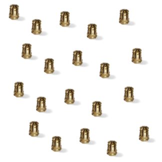 20 pièces de manchon d’expansion de haute qualité avec filetage intérieur M6 pour le bois, en laiton, 12 mm (15/32"), 8008202. Insert fileté d’écartement pratique pour les pièces en bois, les raccords de meubles et bien plus encore, d’EMUCA