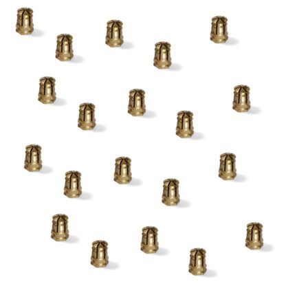 20 pièces de manchon d’expansion de haute qualité avec filetage intérieur M6 pour le bois, en laiton, 12 mm (15/32"), 8008202. Insert fileté d’écartement pratique pour les pièces en bois, les raccords de meubles et bien plus encore, d’EMUCA