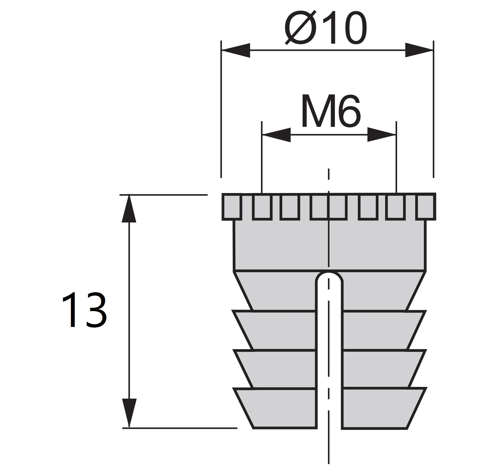 20 manchons d’expansion de haute qualité avec filetage intérieur M6, en nylon (PA), 13 mm (33/64"), 9007820. Insert de filetage d’expansion pratique pour les pièces en bois, les raccords de meubles, les boîtiers électroniques et bien plus encore, par EMUCA – Image 2