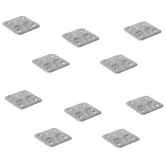 10 connecteurs plats carrés robustes, avec quatre trous de connexion en acier robustes, surface: galvanisé, 40 mm (1,6 ») 8217405. Plaque de raccordement E.FP.40 pour plaques, panneaux, plans de travail, comptoirs et bien plus encore, par EMUCA