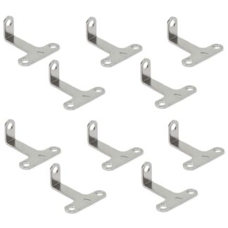 10 connecteurs d’angle robustes en forme de T, avec trois trous de connexion en acier robustes, surface: nickelé, 43 mm (1,7 ») 8030907. Support de montage E.FB.32 pour étagère, bibliothèque, table, armoire et bien plus encore, par EMUCA