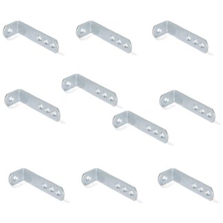 10 connecteurs d’angle robustes avec quatre trous de connexion en acier robustes, surface: galvanisé, 70 mm (2,8 ») 5135805. Support de montage E.FB.22 pour étagère, bibliothèque, table, armoire et bien plus encore, par EMUCA
