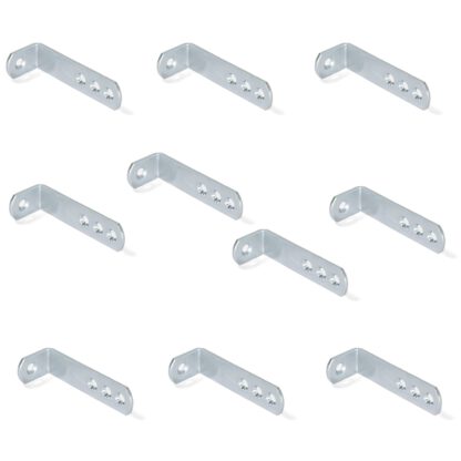 10 connecteurs d’angle robustes avec quatre trous de connexion en acier robustes, surface: galvanisé, 70 mm (2,8 ») 5135805. Support de montage E.FB.22 pour étagère, bibliothèque, table, armoire et bien plus encore, par EMUCA
