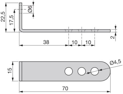 10 connecteurs d’angle robustes avec quatre trous de connexion en acier robustes, surface: galvanisé, 70 mm (2,8 ») 5135805. Support de montage E.FB.22 pour étagère, bibliothèque, table, armoire et bien plus encore, par EMUCA – Image 2
