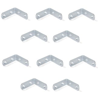 10 connecteurs d’angle robustes avec quatre trous de connexion en acier robustes, surface: galvanisé, 42 mm (1,7 ») 8219805. Support de montage E.FB.42 pour étagère, bibliothèque, table, armoire et bien plus encore, par EMUCA