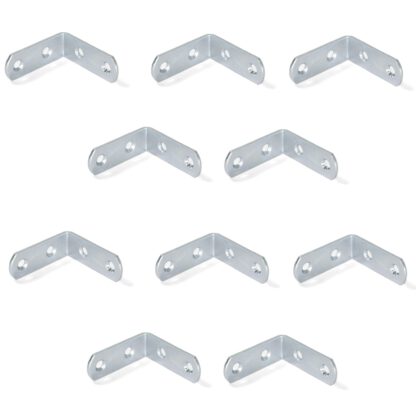 10 connecteurs d’angle robustes avec quatre trous de connexion en acier robustes, surface: galvanisé, 42 mm (1,7 ») 8219805. Support de montage E.FB.42 pour étagère, bibliothèque, table, armoire et bien plus encore, par EMUCA