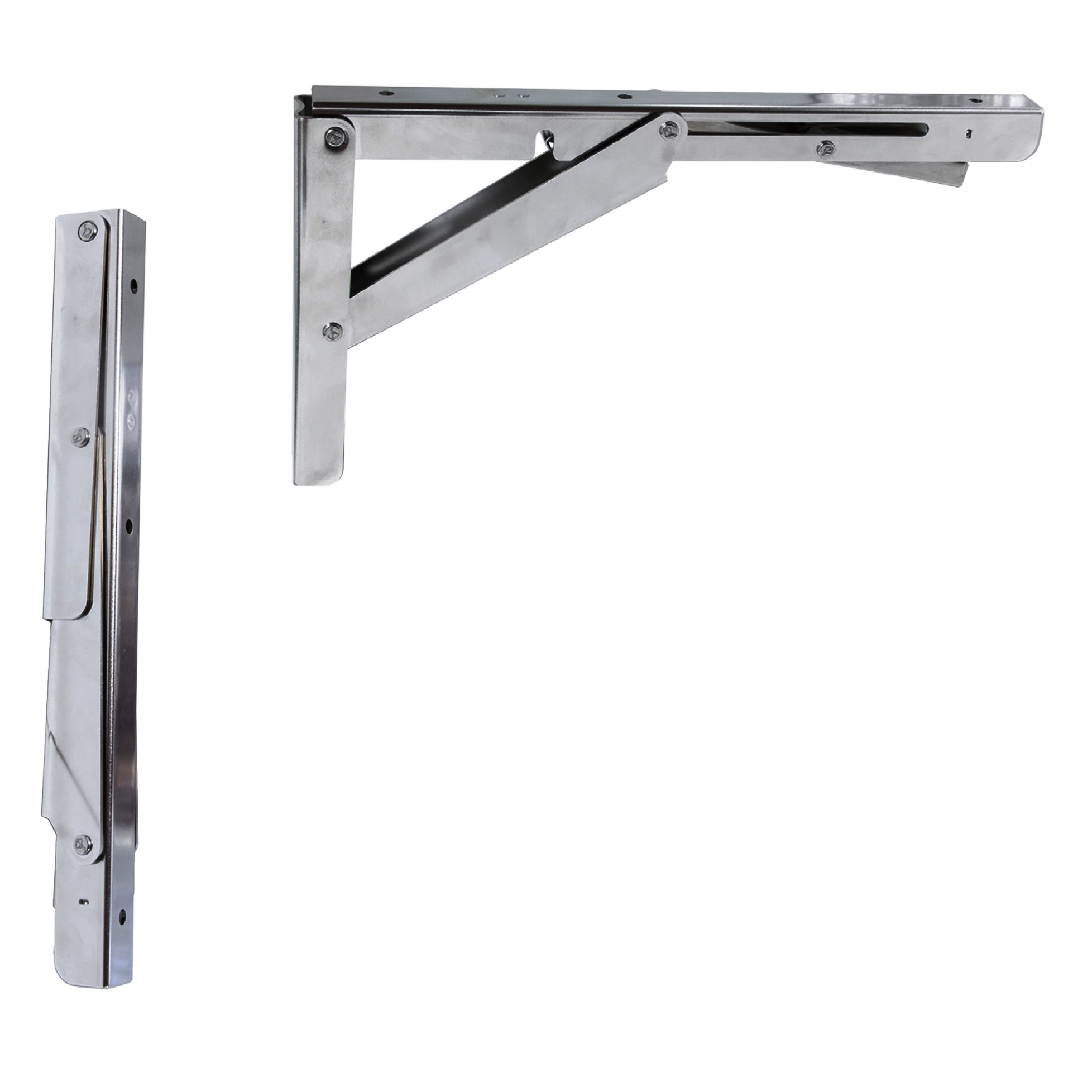 2pcs supports de table pliante robustes de haute qualité EB-317 en acier inoxydable SUS304. Une paire de consoles pliantes jusqu'à 200kg de charge. Supports de volets de ROCA / Sugatsune – Image 7