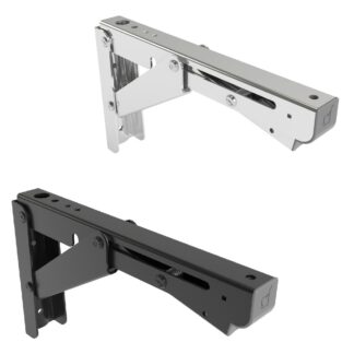2 supports de table rabattables pour charges lourdes EB-200 de haute qualité en acier inoxydable. Une paire de consoles pliantes jusqu'à 175kg de charge. Supports de volets de ROCA / Sugatsune