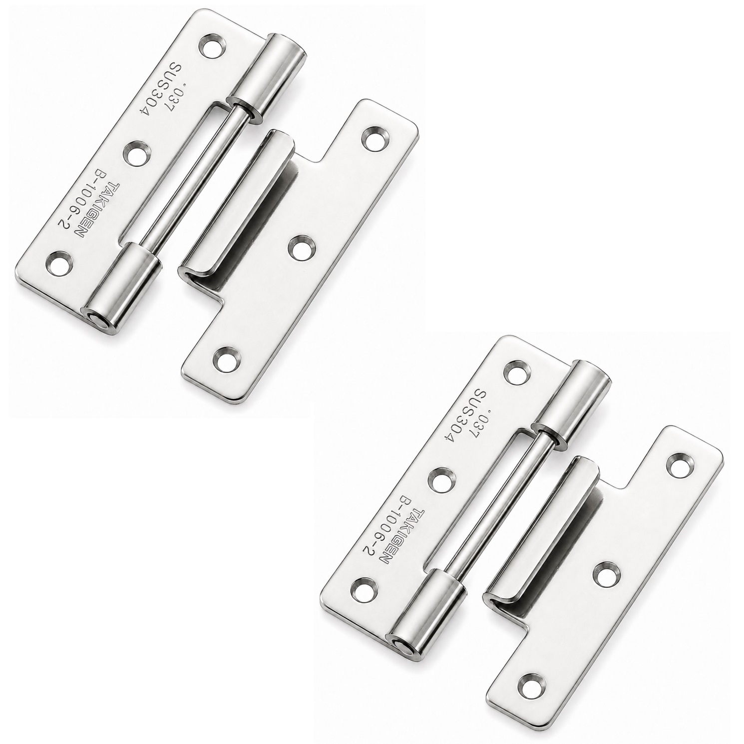 2 pièces de charnière à encastrement de haute qualité, fabriquées en acier inoxydable SUS304, capacité de charge : 6 kg (14 lbs), 50 mm (1-31/32"), B-1006-2. Charnière robuste de levage pour portes de navires, trappes de maintenance et bien plus encore, par TAKIGEN (Japon)