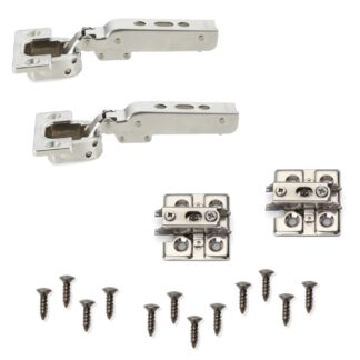 2 charnières de meuble pour charges lourdes J95 pour portes extra lourdes jusqu'à 25 kg ! Incl. Plaques de montage. Sangle à pot pour charges lourdes, sangle pour meubles avec pot de 40 mm de LAMP® / Japon (en applique) - Nickel, Sans interverrouillage (pour Push-to-open)