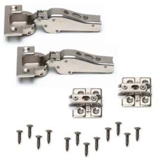 2 charnières de meuble pour charges lourdes J95 pour portes extra lourdes jusqu'à 25 kg ! Incl. Plaques de montage. Sangle à pot pour charges lourdes, sangle pour meubles avec pot de 40 mm de LAMP® / Japon (semi-flottante) - Nickel, Sans interverrouillage (pour Push-to-open)
