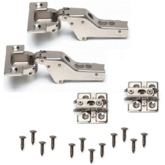 2 charnières de meuble pour charges lourdes J95 pour portes extra lourdes jusqu'à 25 kg ! Incl. Plaques de montage. Sangle à boîtier pour charges lourdes, sangle pour meubles avec boîtier de 40 mm de LAMP® / Japon (encastrée) - Nickel, Sans interverrouillage (pour Push-to-open)
