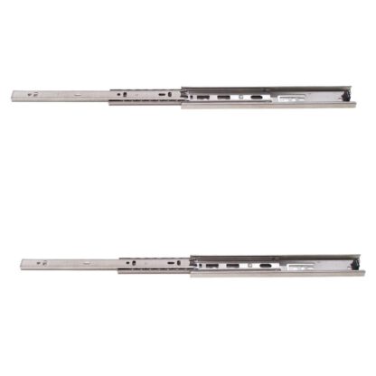 Glissières télescopiques à extension totale en acier inoxydable de haute qualité et résistantes à la corrosion. Glissières de tiroir amovibles pour les environnements difficiles et humides. Coulisses de tiroirs 37mm de Sugatsune / LAMP® (Japon)