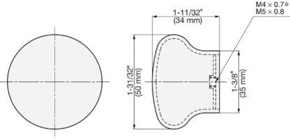 Bouton de meuble en acier inoxydable super léger SUS304, 34mm (1.4 ») RSS-50S. Bouton de meuble exclusif en acier inoxydable super léger en acier inoxydable V2A, satin mat, pour avion privé, camping-car, bateau, environnement humide, par Sugatsune / – Image 2