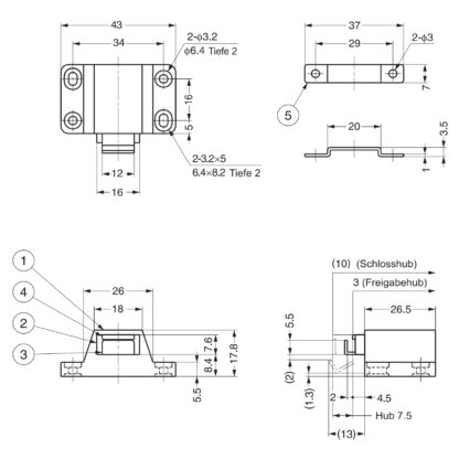 2 pièces de loquet à ressort Mini-Latch loquet à pression pour portes sans poignée, non magnétique PR-21P de SUGATSUNE / Lamp (Japon) – Image 2