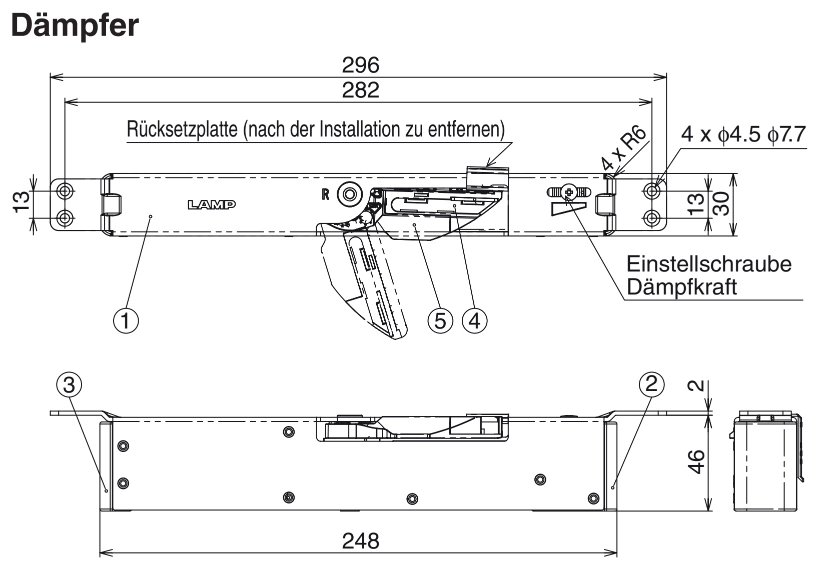 Amortisseur invisible pour portes intérieures affleurantes jusqu'à 100 kg. Système de fermeture en douceur pour portes en bois LDD-V100 de Sugatsune / LAMP® (Japon) – Image 7