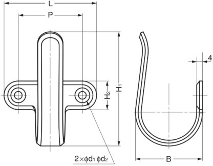Crochet universel de haute qualité en acier inoxydable SUS304, 55 mm (2,2 »), 4H-55M. Crochet à serviettes V2A pour salle de bain, piscine, construction navale, camping-car, espace extérieur, environnement humide et bien plus encore, par Sugatsune / – Image 2