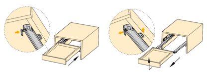 Glissières sous le plancher, capacité de charge : 25 kg (56 lbs), 250 mm (9-27/32"), version : extension partielle avec push-to-open, 3123005. Coulissants sous le plancher de haute qualité pour tiroirs en bois, tiroirs en bois, étagères en bois et bien plus encore, d’EMUCA – Image 3