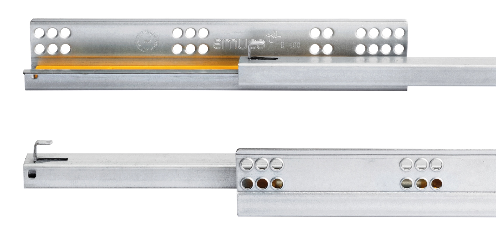 Glissières sous le plancher, capacité de charge : 25 kg (56 lb), 300 mm (11-13/16"), Conception : coulissante partielle avec fermeture amortie, 3019105. Coulissants sous le plancher de haute qualité pour tiroirs en bois, tiroirs en bois, étagères en bois et bien plus encore, d’EMUCA – Image 4