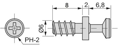20 pièces de boulon de liaison robuste pour alésage ⌀6 mm, en Zamak, 8 mm (5/16"), 8084001. Goupille excentrique robuste pour l’assemblage de meubles et bien plus encore, par EMUCA – Image 2