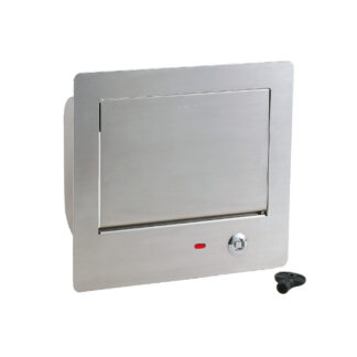 Trappe à ordures rectangulaire verrouillable de haute qualité pour montage vertical, avec fermeture amortie, en acier inoxydable, AZ-GD230L-HL. Trappe à ordures en acier inoxydable avec serrure pour la gastronomie, l’aménagement de magasins et bien plus e