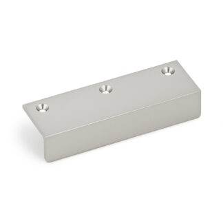 Poignée d’angle de haute qualité en laiton massif et robuste, nickelé, satiné mat, 90 mm (3.6 ») ANGU-A402. Poignée de meubles ANGU-A402 pour armoire de salon, mobilier de bureau, meubles de chambre, armoire de cuisine, par Sugatsune / LAMP® (Japon)