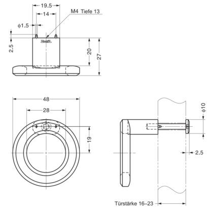 Bouton de meuble en acier inoxydable ZweiL®, 48 mm (1,9″) ZL-1910. Bouton de poignée de meuble solide de haute qualité fabriqué à partir du meilleur acier inoxydable V4A (SUS316) pour un design intérieur exclusif et un mobilier de haute qualité de Sugatsune / LAMP® (Japon) – Image 3